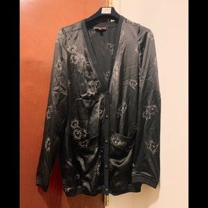 Marchesa Voyage Black silk cardigan! Kimono print